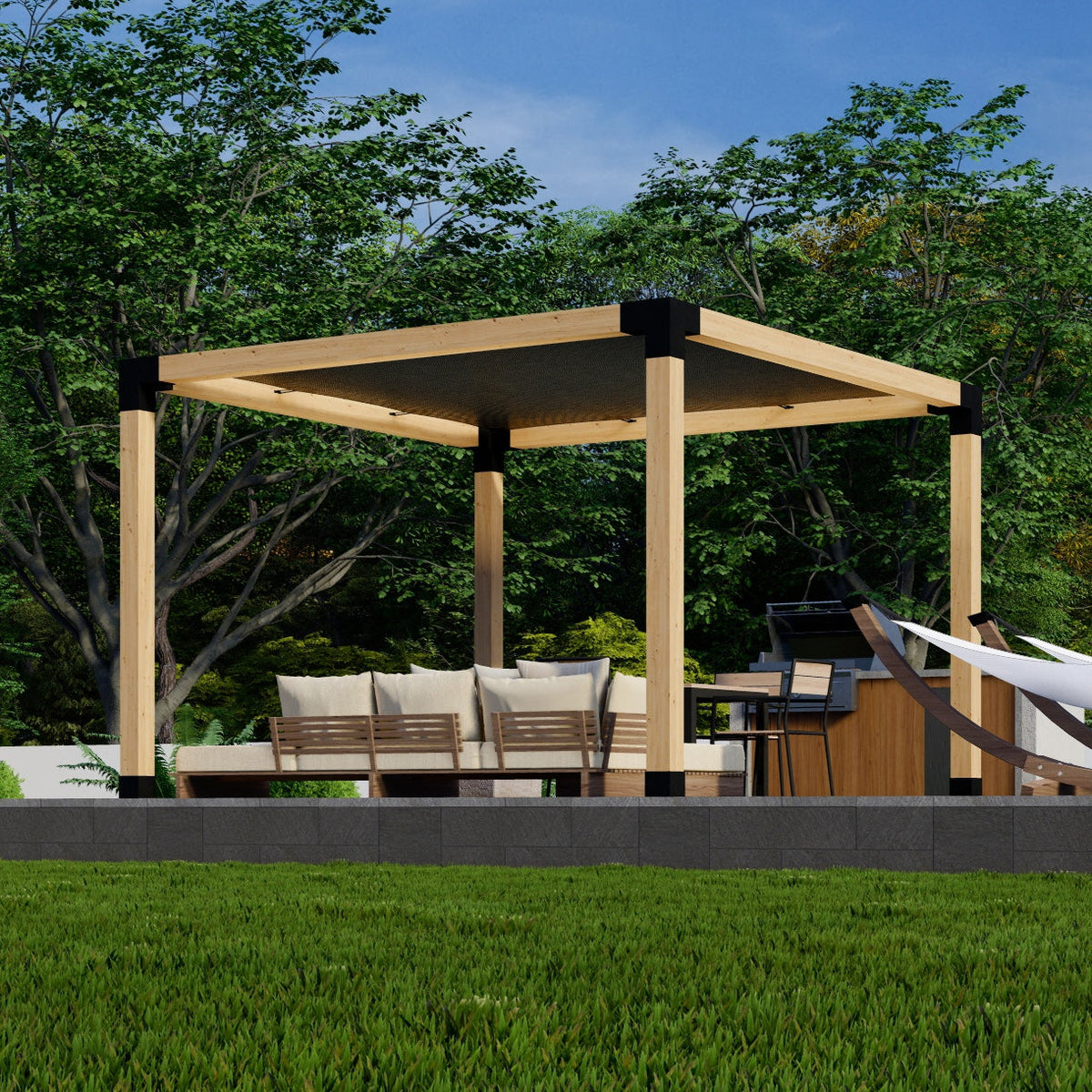 Pergola couverte 8x10 avec pare-soleil