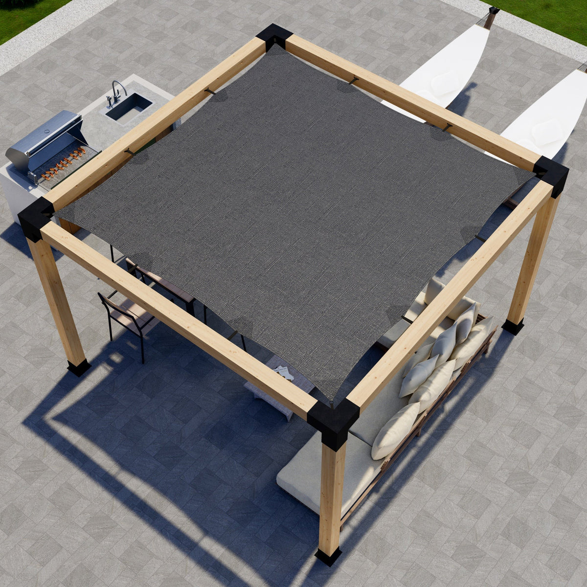 Pergola couverte 12x12 avec pare-soleil
