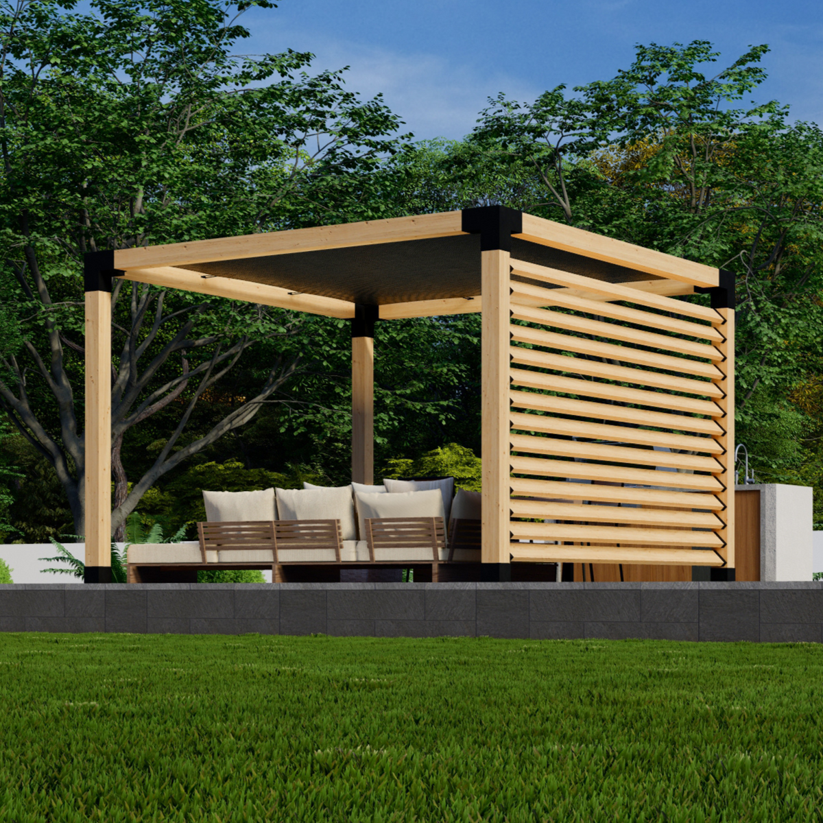 Kit de pergola avec supports métalliques sur mesure