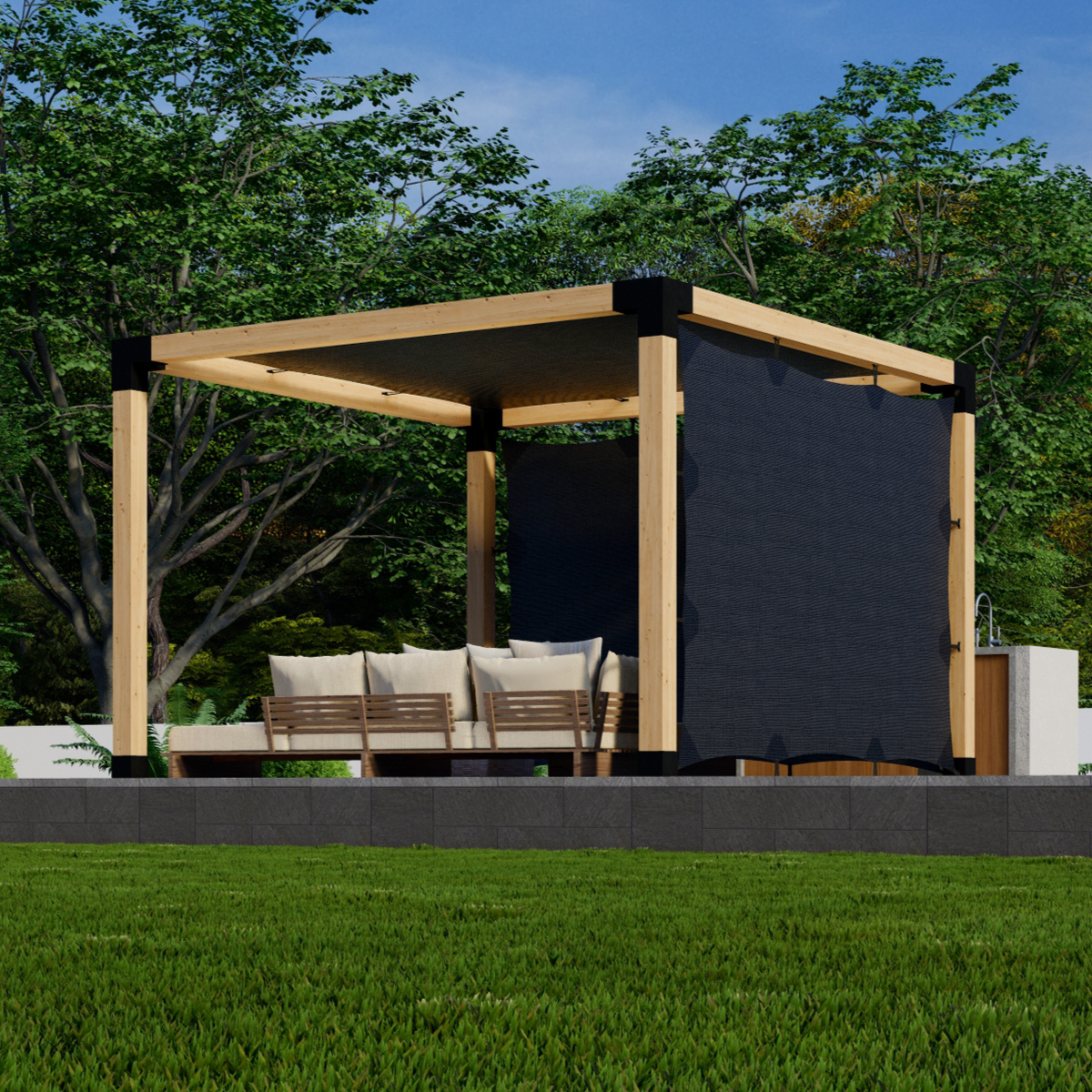Kit DIY de supports de structure de pergola + voile de pergola