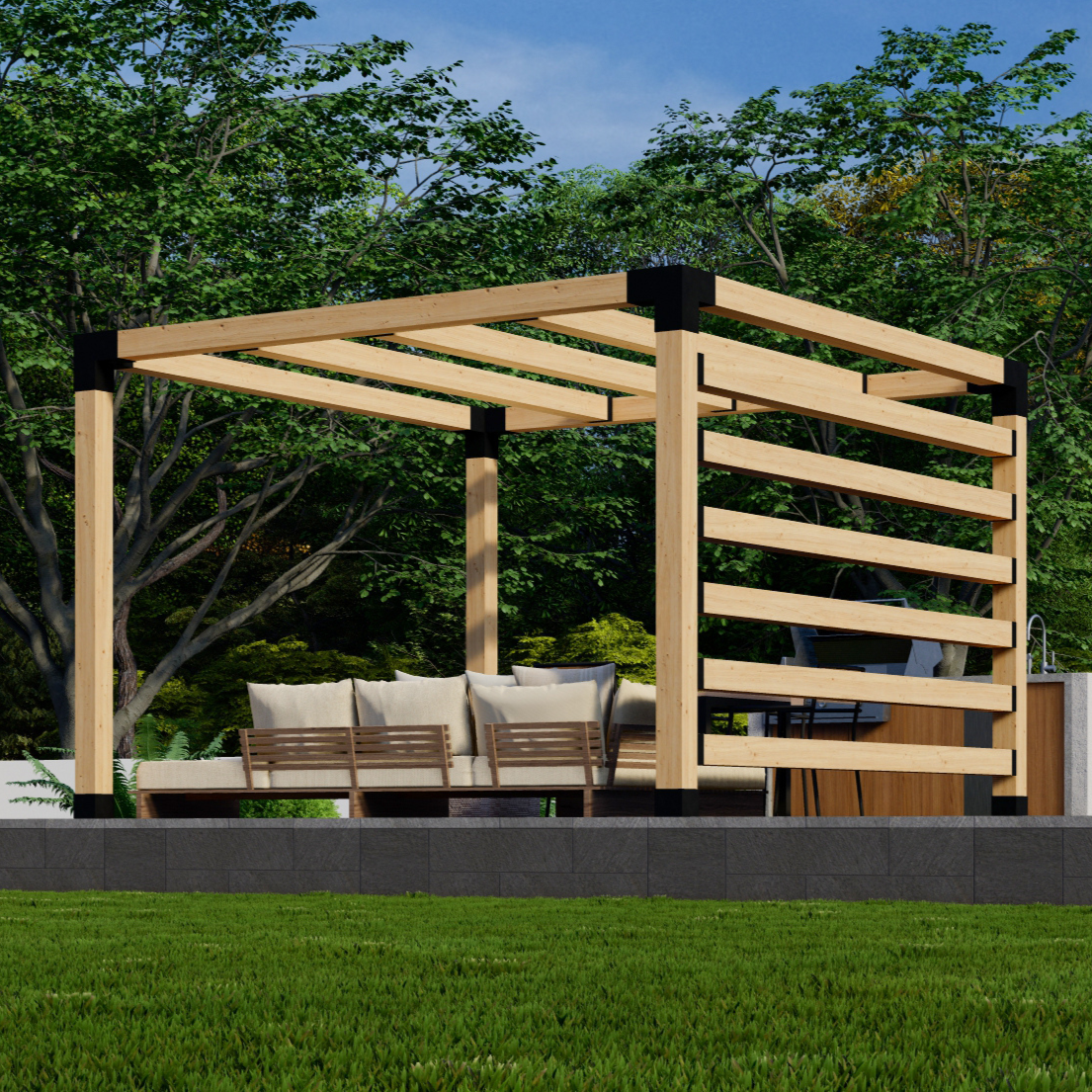 Kit pour construire une pergola sur terrasse en béton