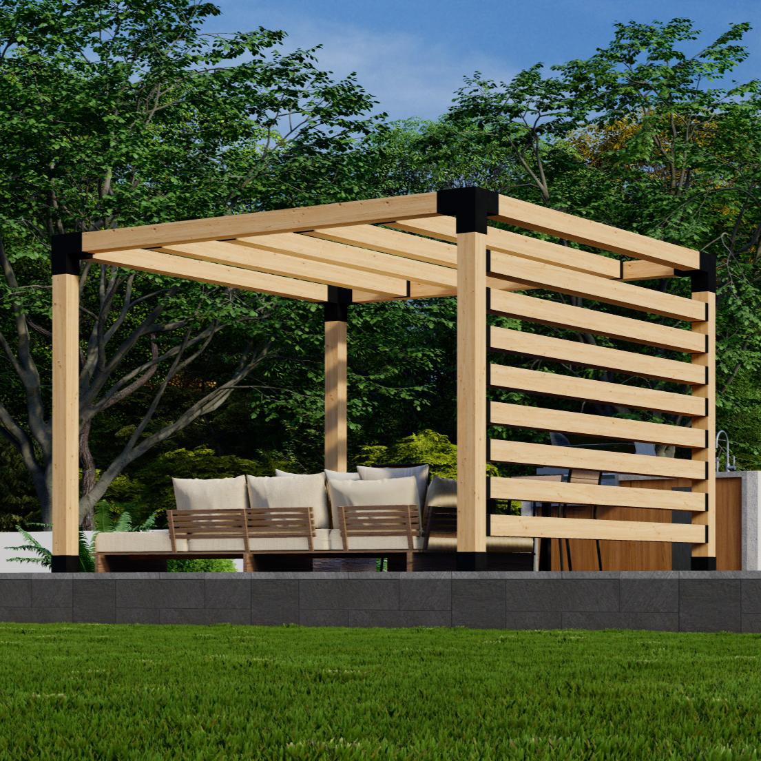 Kit de supports pour pergola à 4 poteaux – Toute taille jusqu’à 12' x 12'