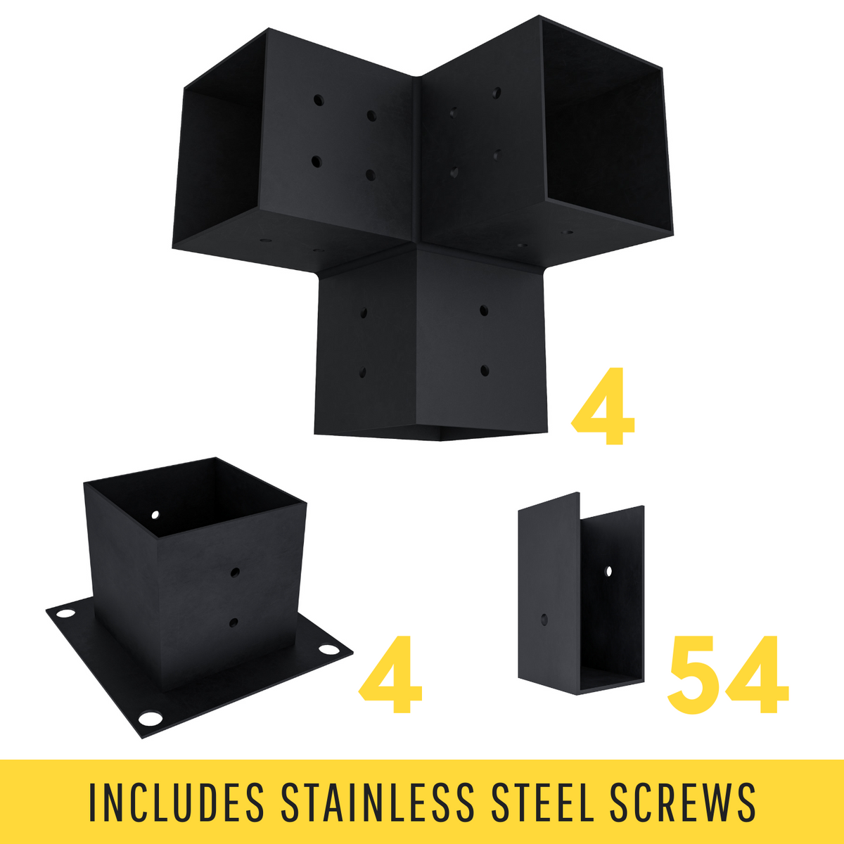 Kit de supports noirs pour pergola (4x4)