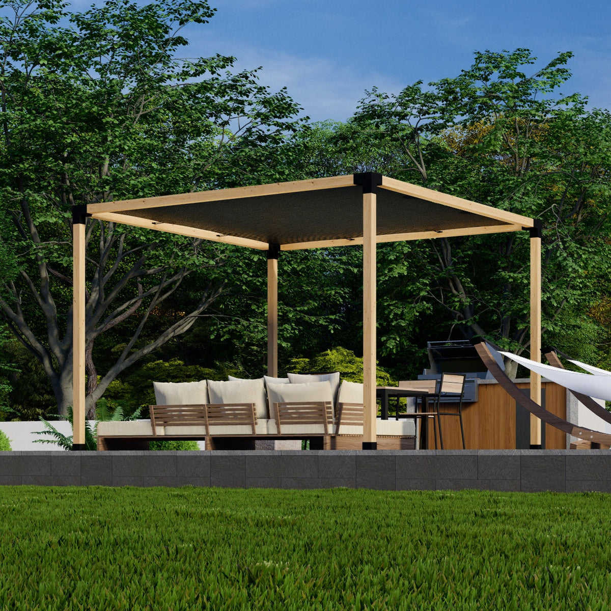 Pergola 8 x 12 avec toile d’ombrage