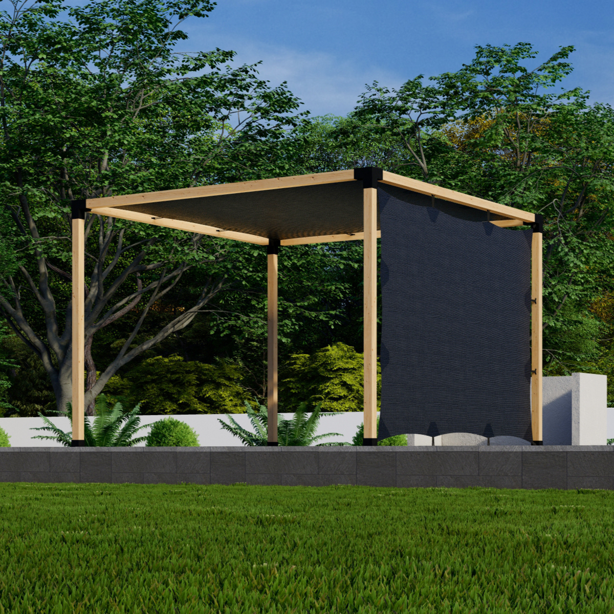 Kit DIY pour construire une pergola en bois avec toile d’ombrage