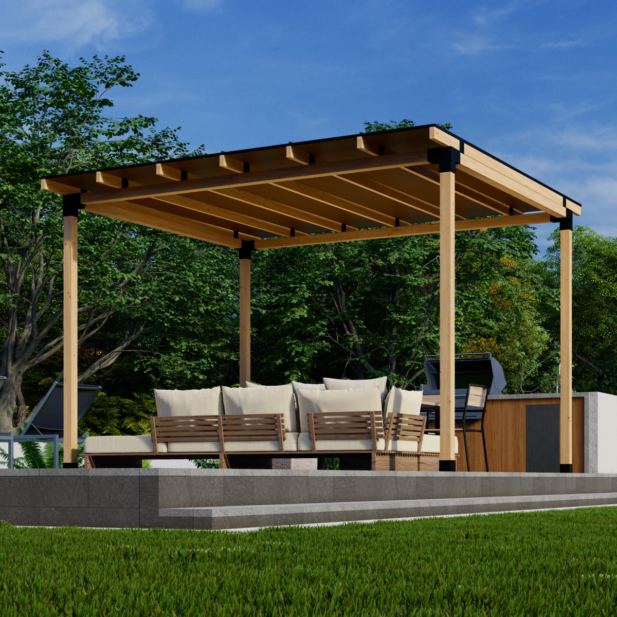 Structure de couverture de terrasse avec toit en polycarbonate