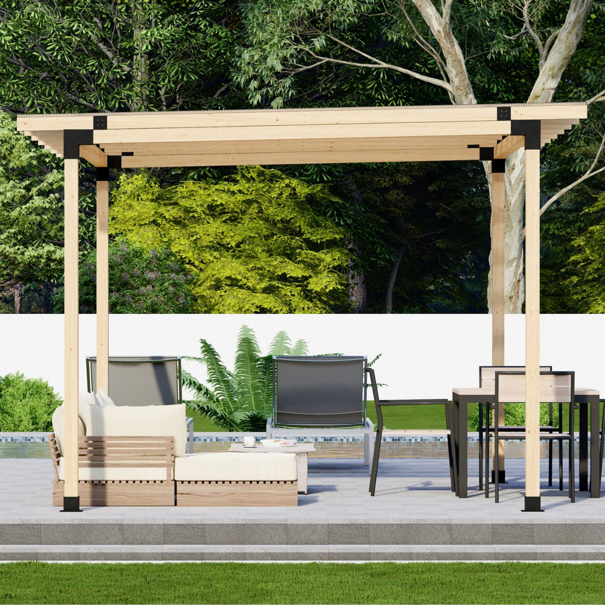 Structure de couverture de terrasse avec toit en polycarbonate