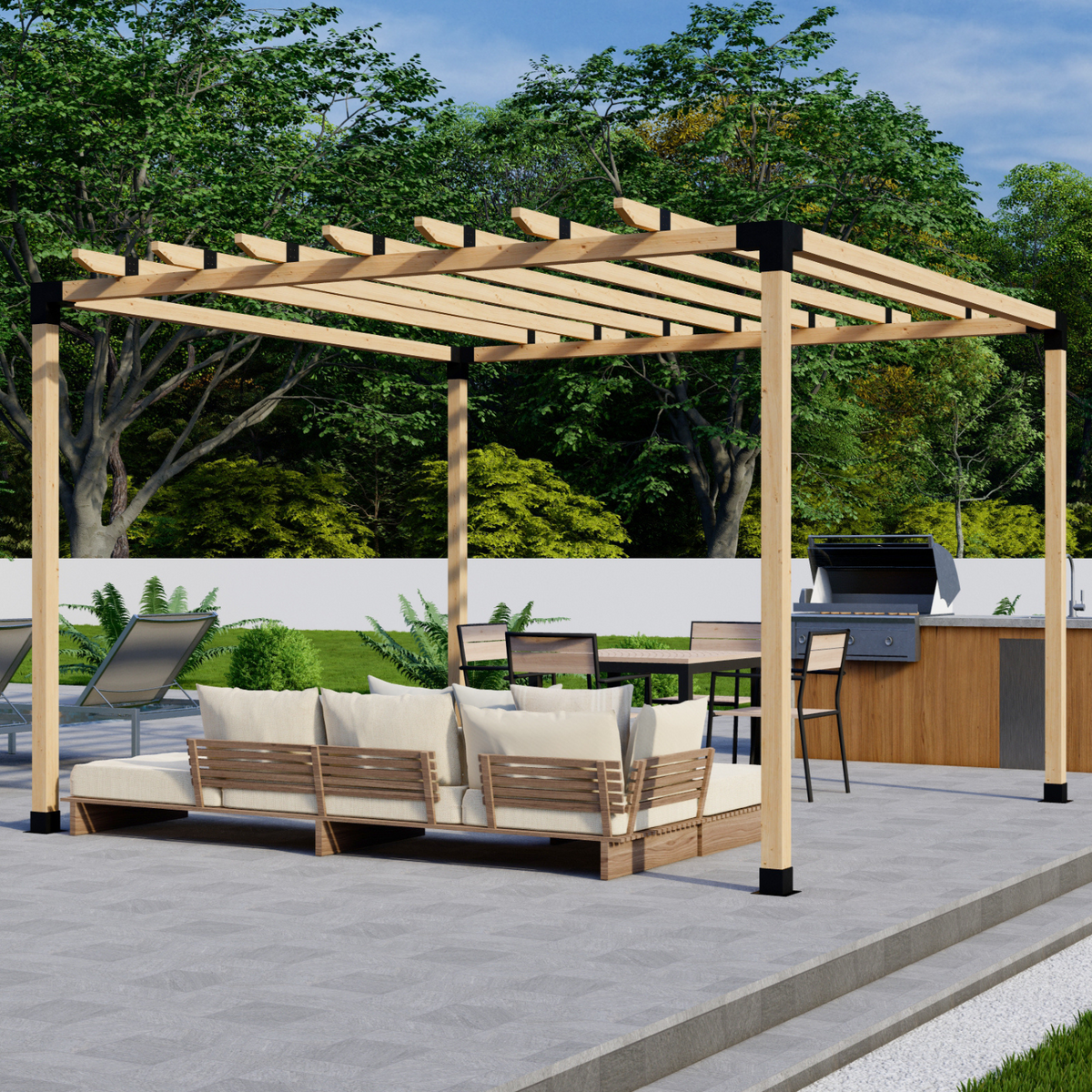 Kit DIY de supports pour pergola autoportante avec chevrons de toit – Toute taille jusqu’à 12' x 12'