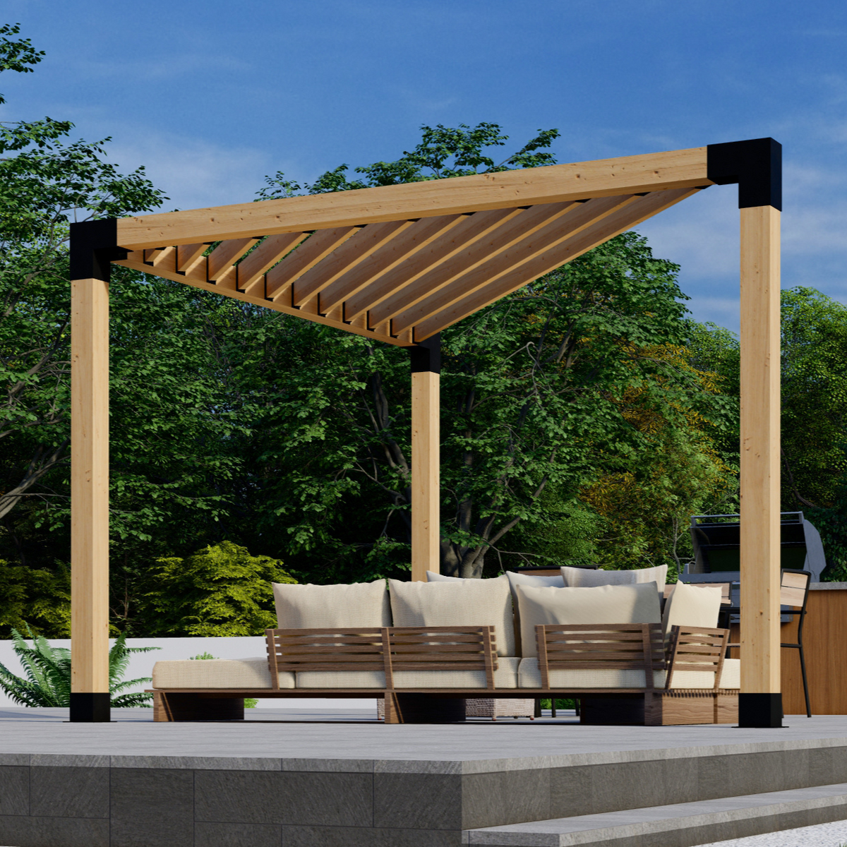 Kit DIY de pergola d’angle avec toit