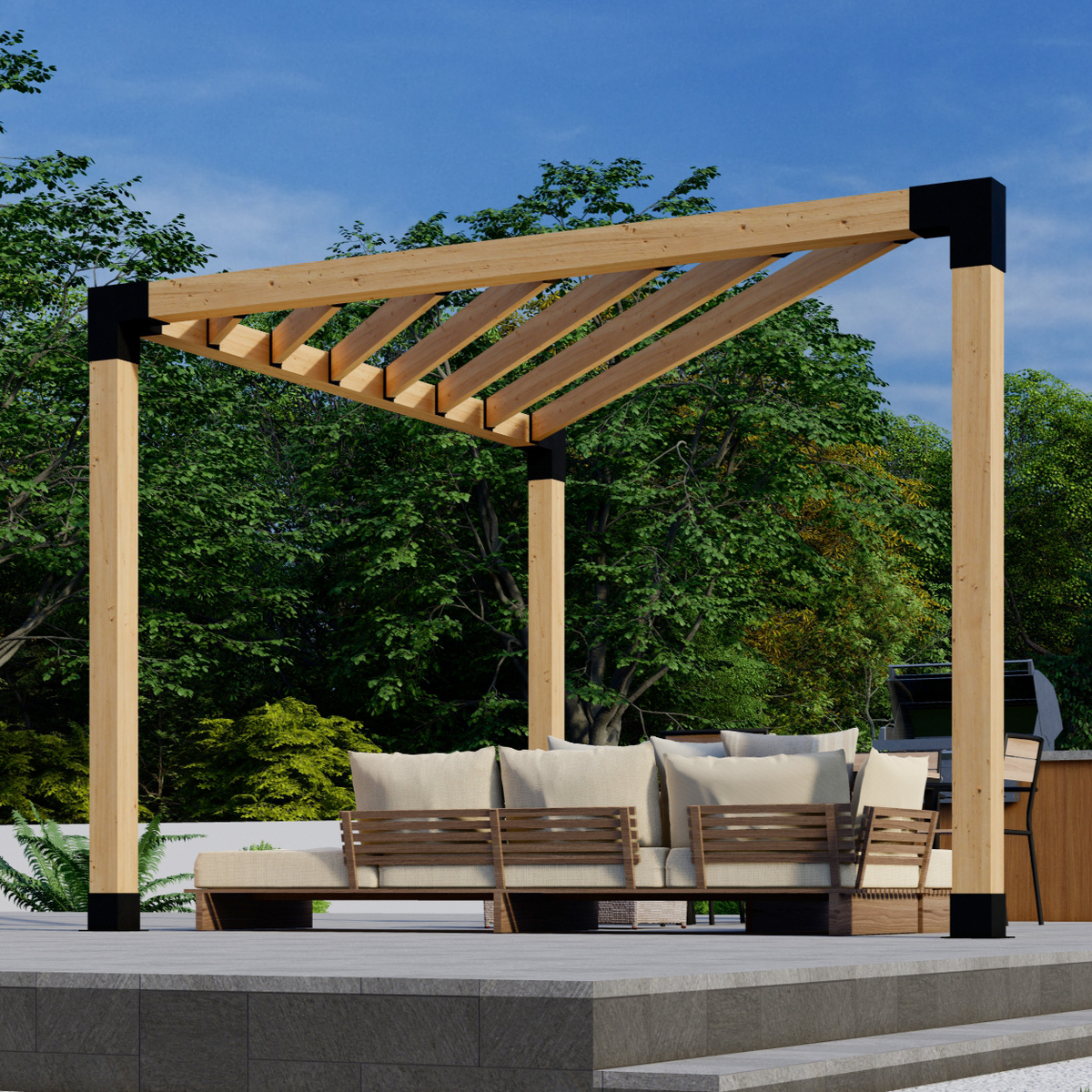 Kit DIY de supports pour pergola triangulaire autoportante à toit à lattes – Toute taille jusqu’à 12' x 12'