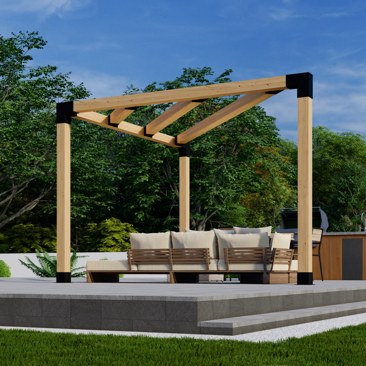 Kit DIY pour pergola d’angle de terrasse avec toit