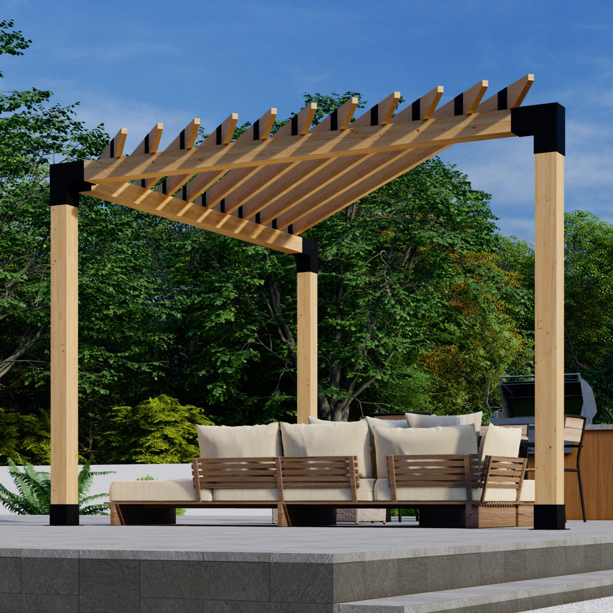 Kit DIY de pergola triangulaire autoportante jusqu’à 12' x 12'