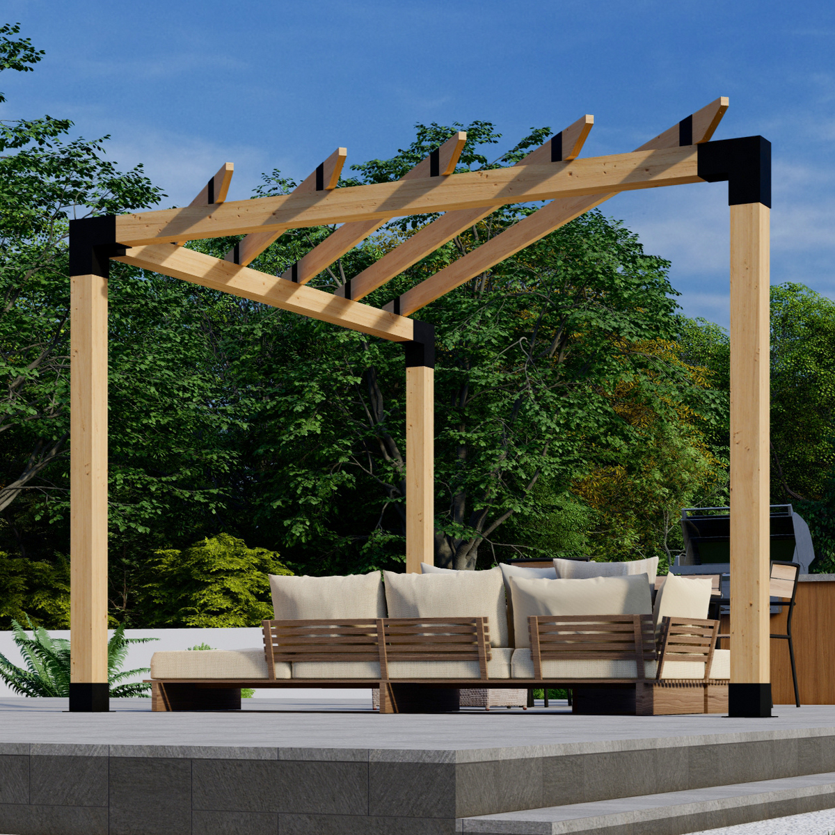 Kit pour petite pergola d’angle avec toit
