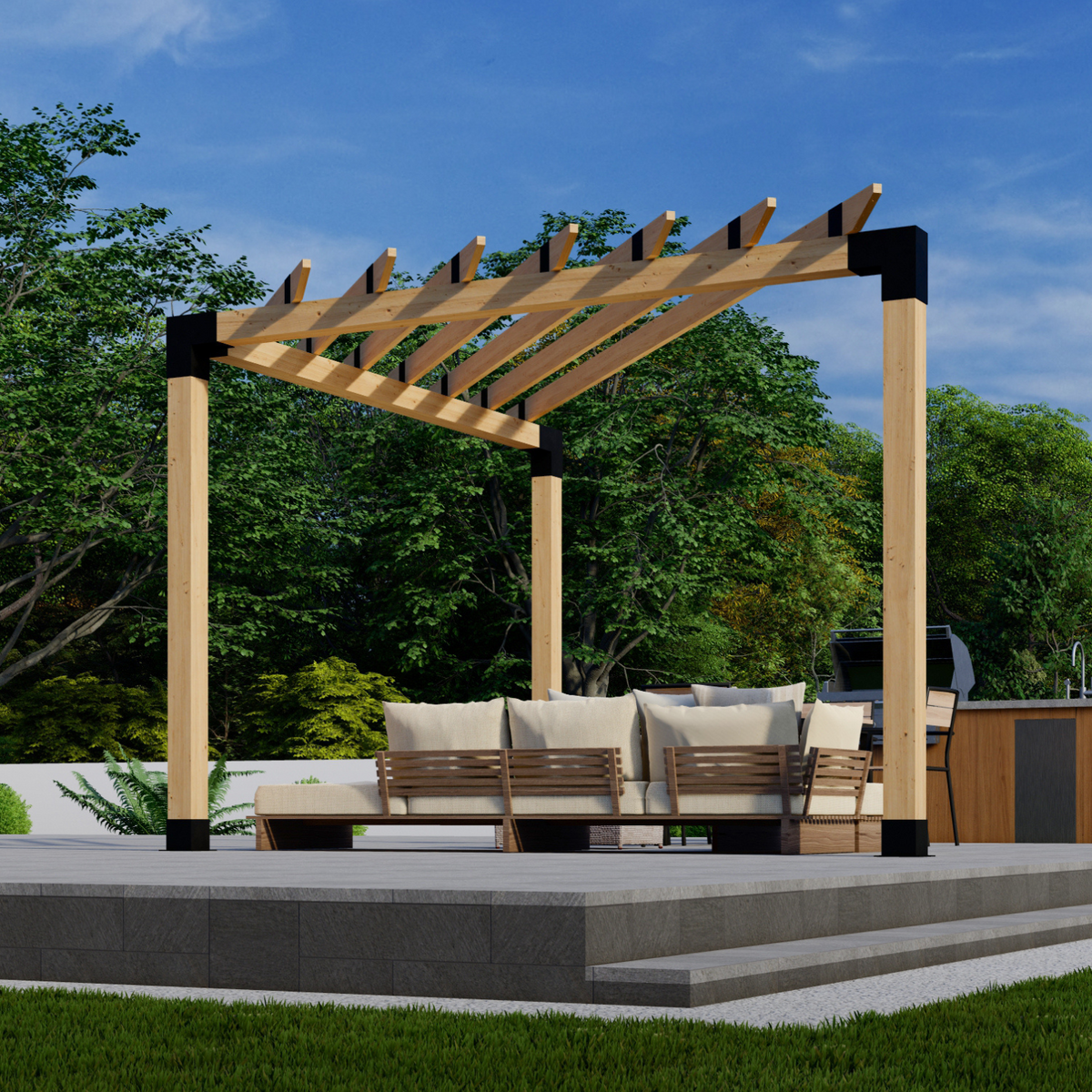 Kit DIY de supports pour pergola triangulaire autoportante avec chevrons de toit – Toute taille jusqu’à 12' x 12'