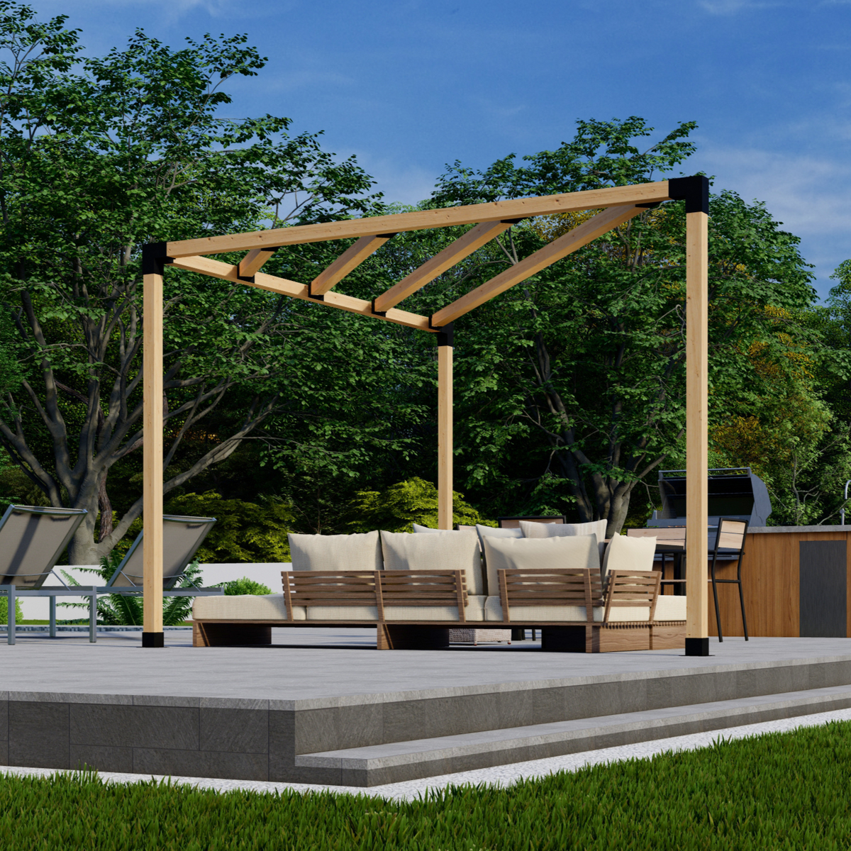 Kit pour pergola à trois côtés avec toit