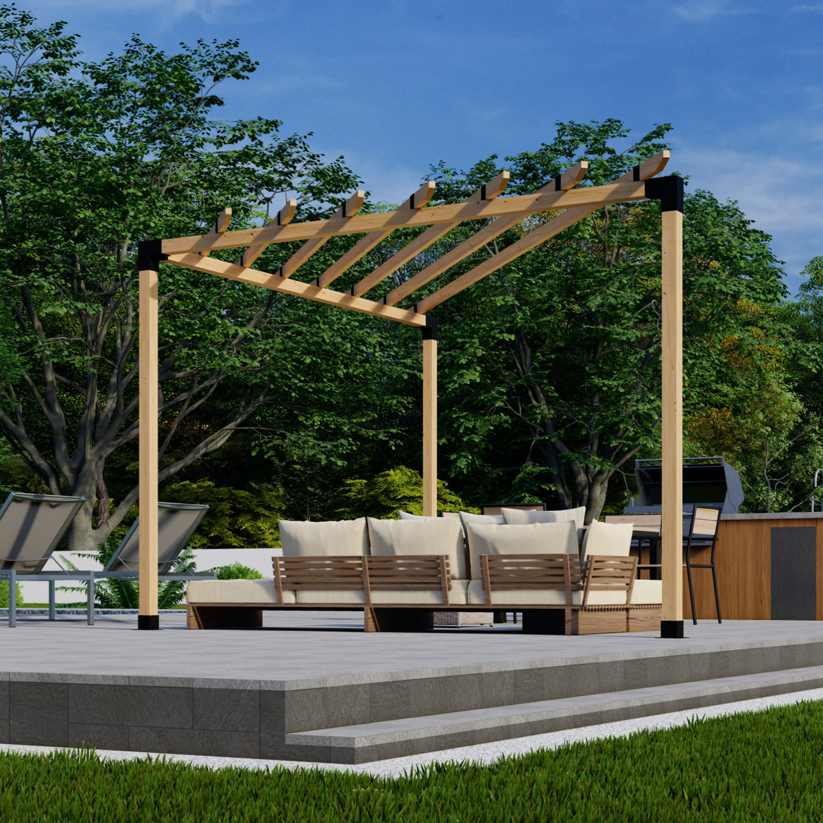 Kit DIY de supports pour pergola triangulaire autoportante avec chevrons de toit – Toute taille jusqu’à 12' x 12'