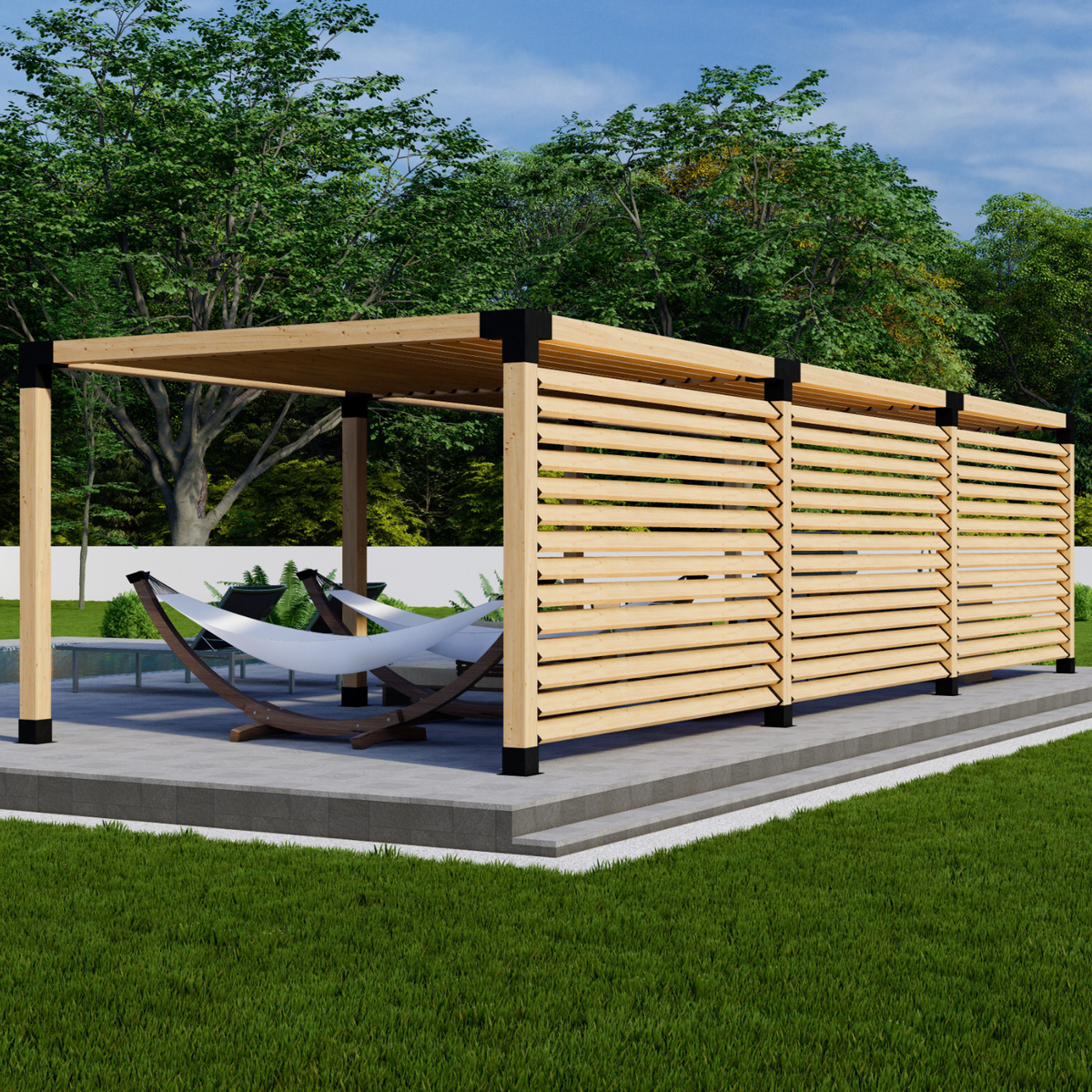 Kit de supports en acier pour construire une pergola de terrasse en bois