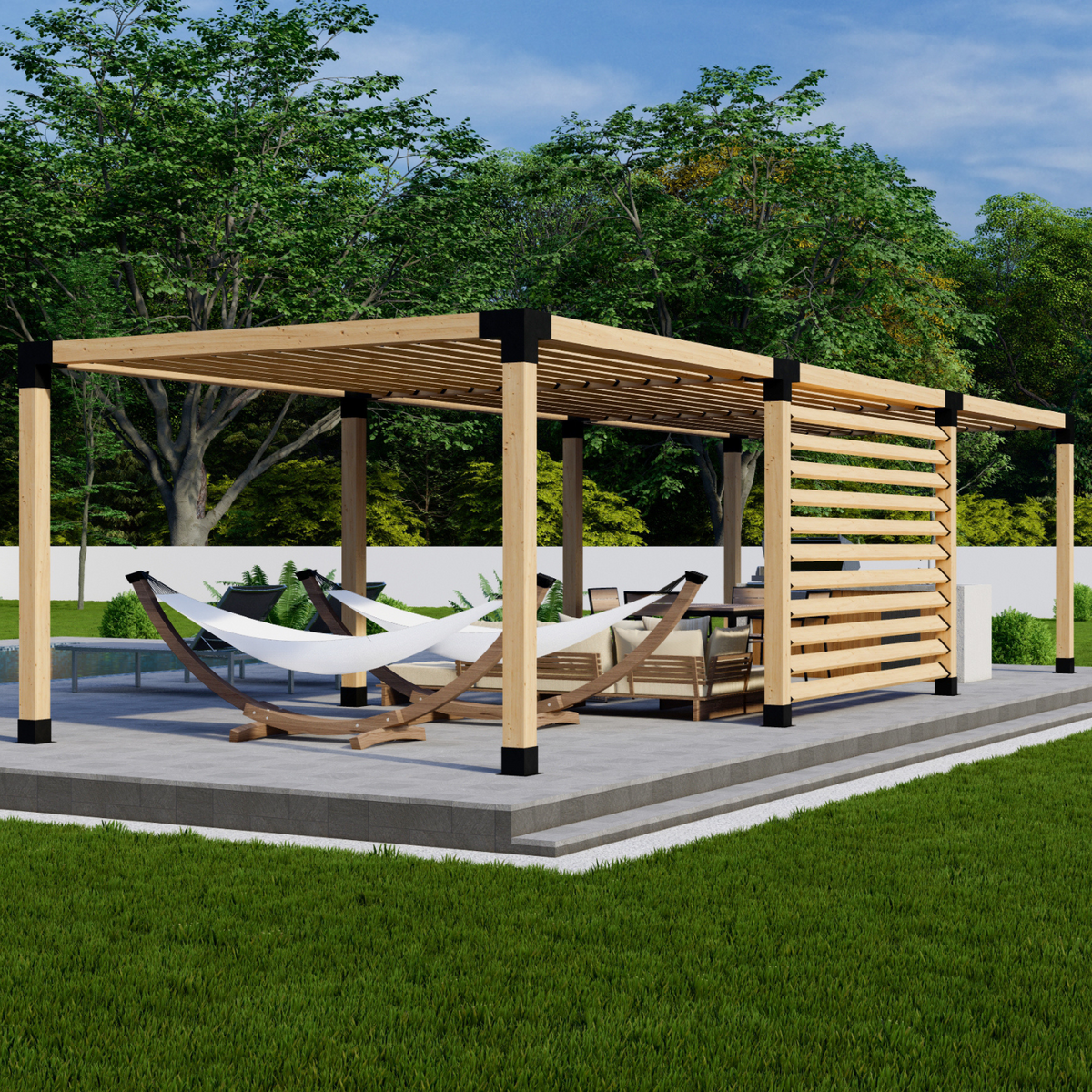 Kit DIY pour pergola autoportante sur terrasse en béton