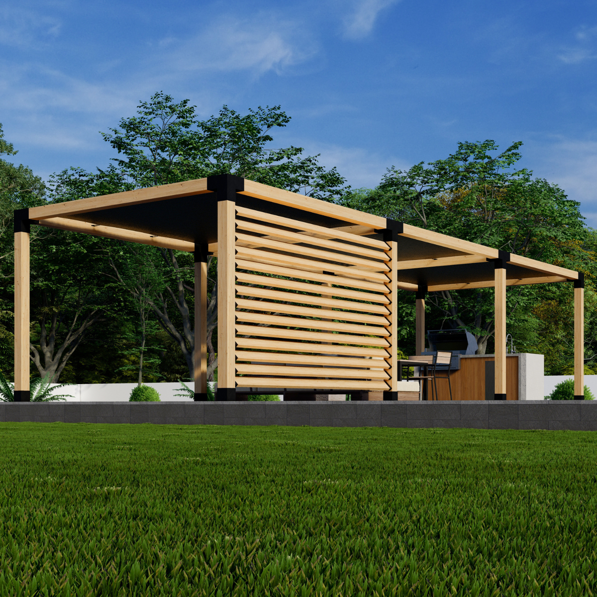 Kit de supports pour construire une pergola moderne en séquoia