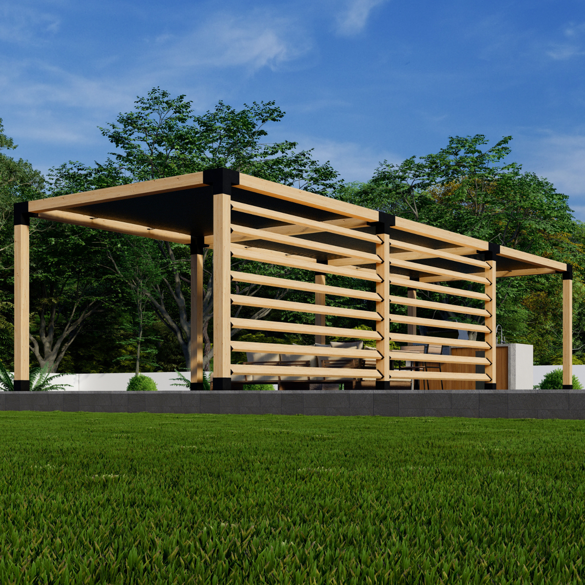 Kit pour construire une pergola sur terrasse arrière