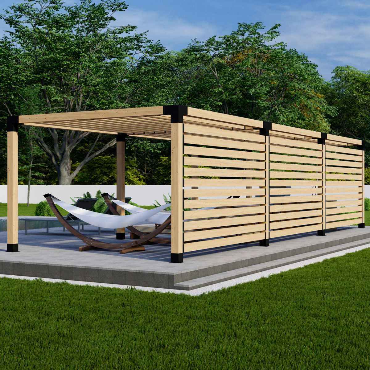 Kit de supports pour pergola extérieure en bois avec toit