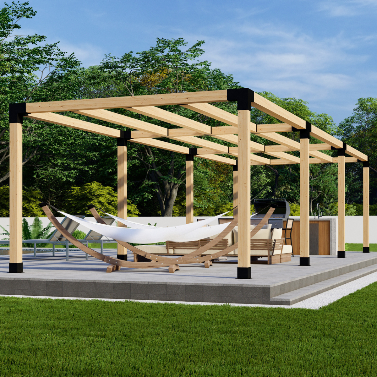 Kit DIY de supports pour pergola de terrasse en bois et métal