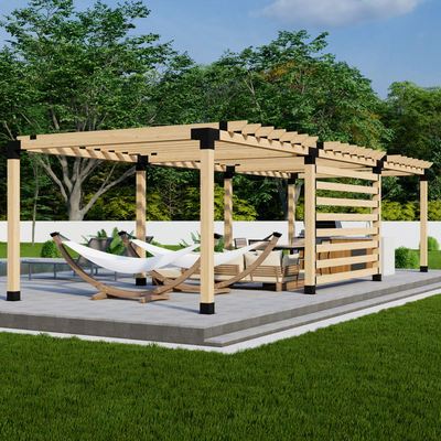 Kit pour construire une pergola autoportante au milieu du jardin