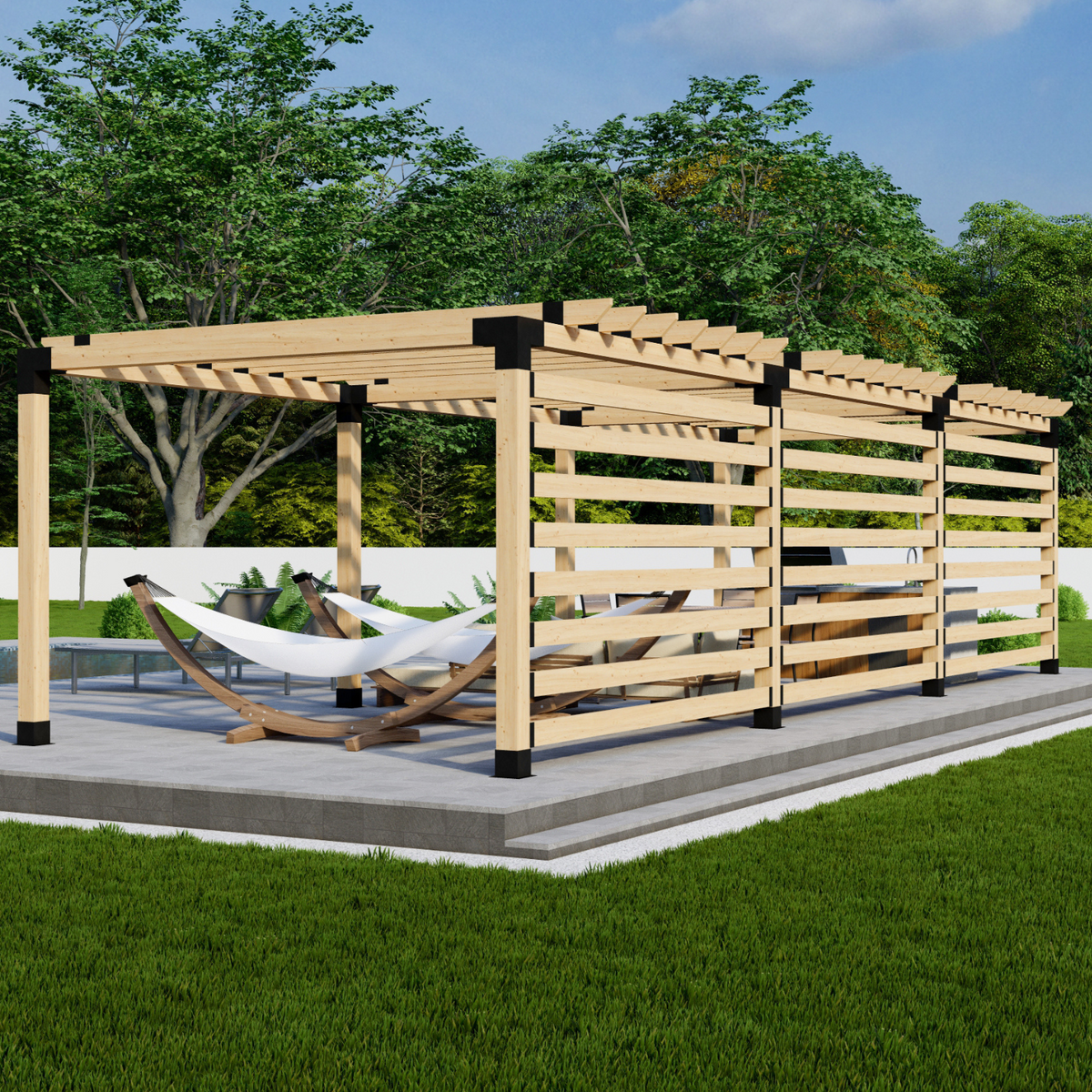 Kit moderne de supports noirs pour pergola