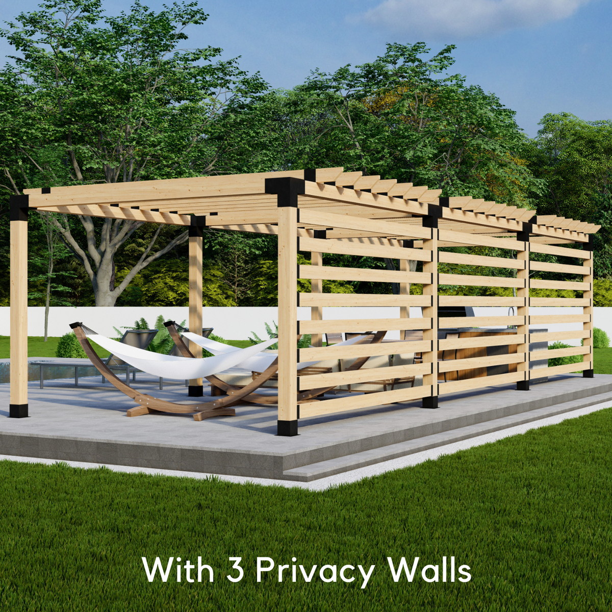 Kit pour construire une pergola autoportante au milieu du jardin