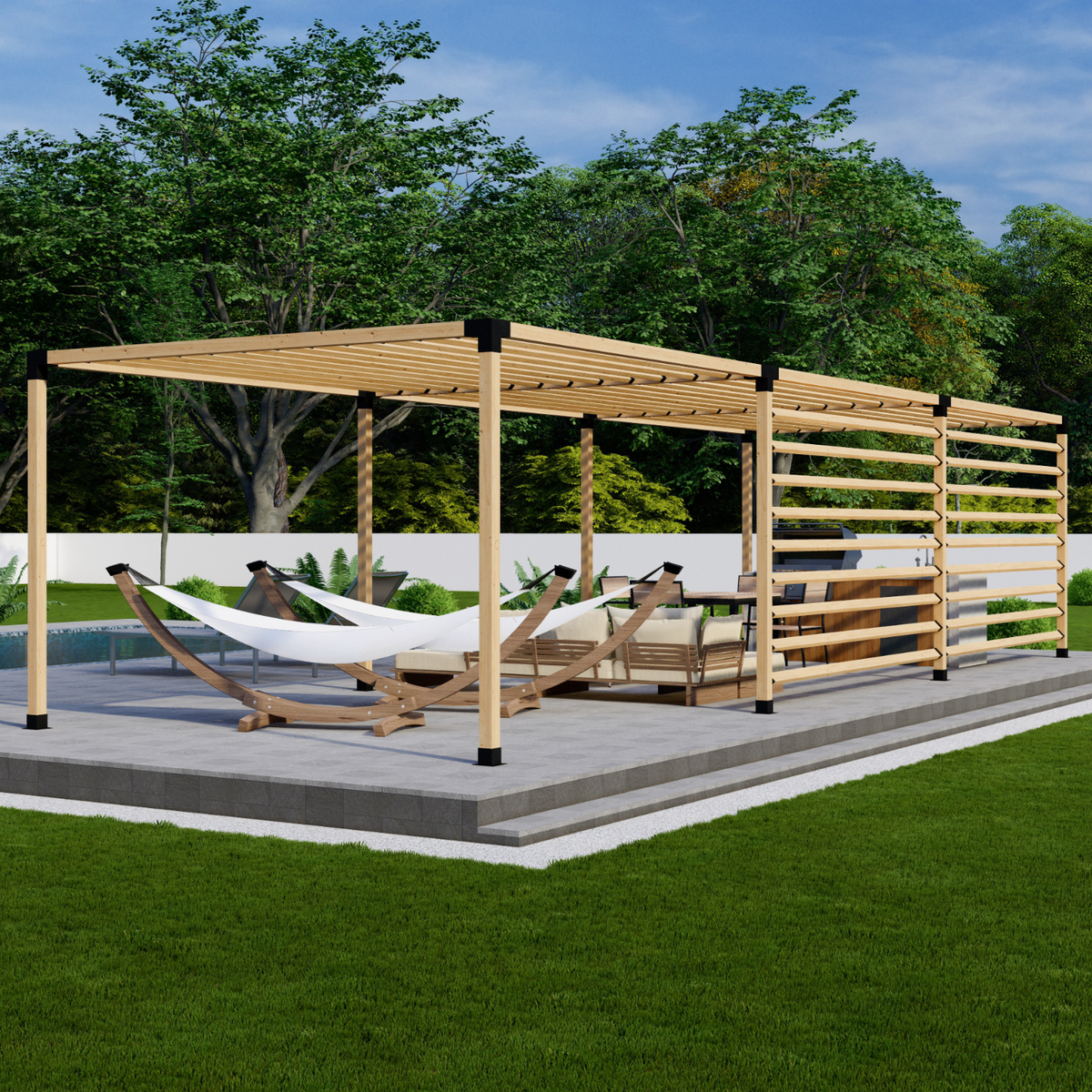 Kit de supports pour construire une pergola en bois de charpente avec toit