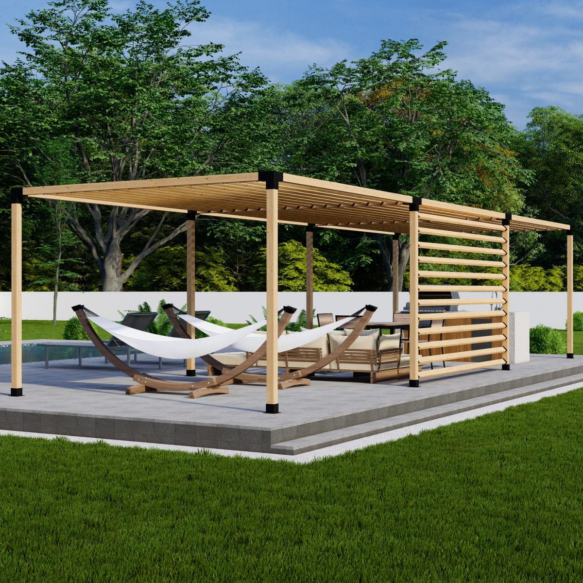 Ensemble de supports métalliques noirs pour pergola (format 4x4)