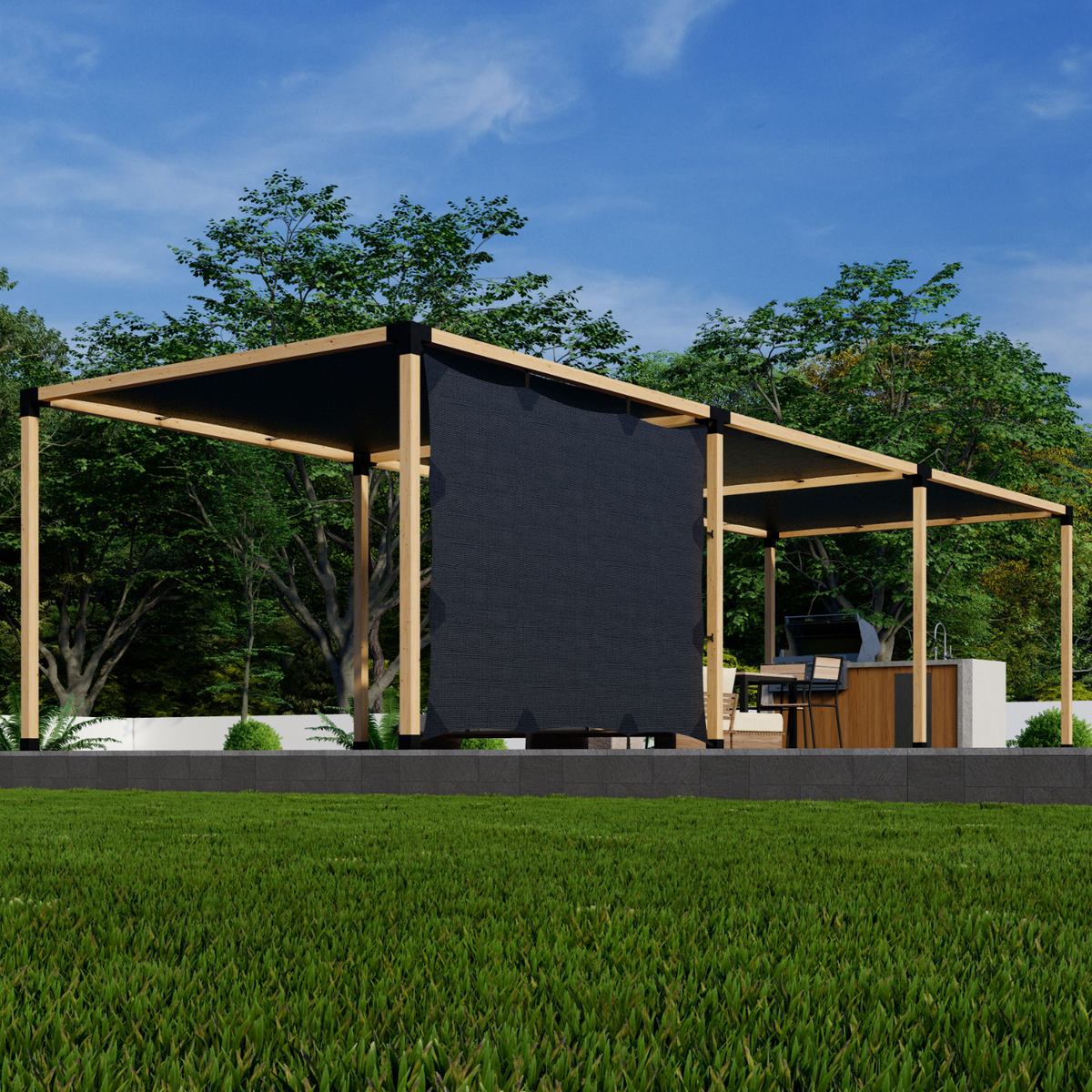 Kit de pergola avec toile d’ombrage