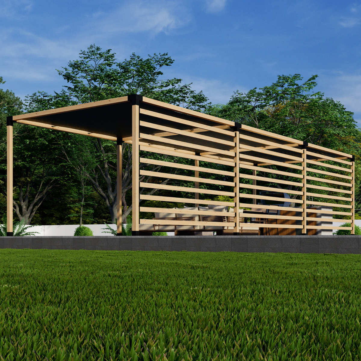 Kit de supports pour pergola DIY en bois couvrant une terrasse