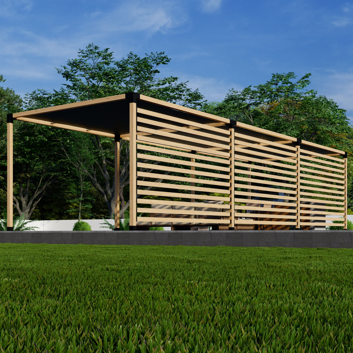 Kit de supports pour pergola moderne au-dessus d’une piscine ou d’une terrasse