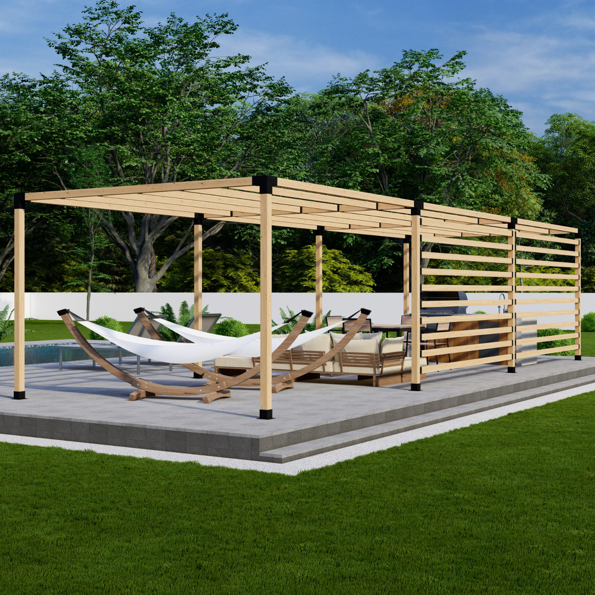 Kit de supports métalliques noirs pour pergola