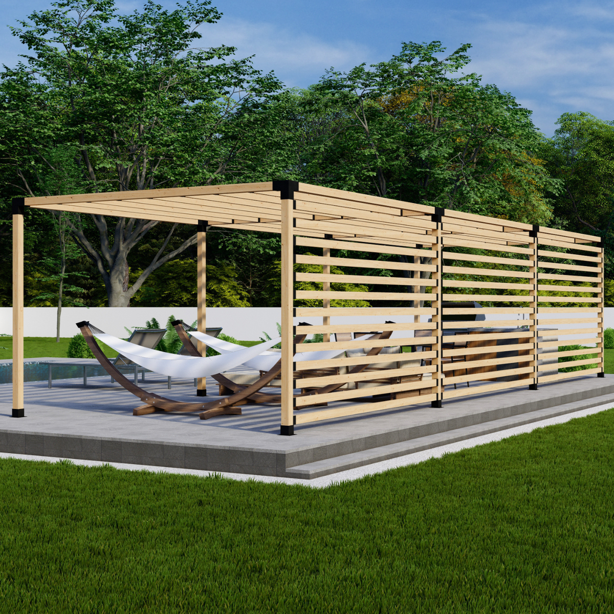 Kit de supports pour pergola moderne en métal et bois