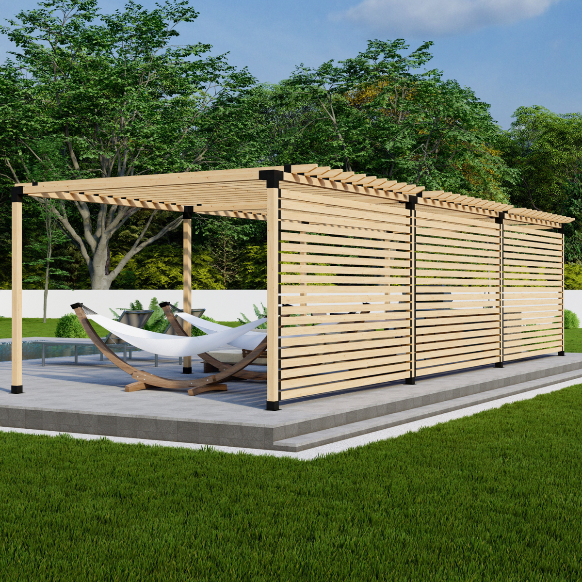 Kit de pergola Zen pour un ombrage optimal du jardin