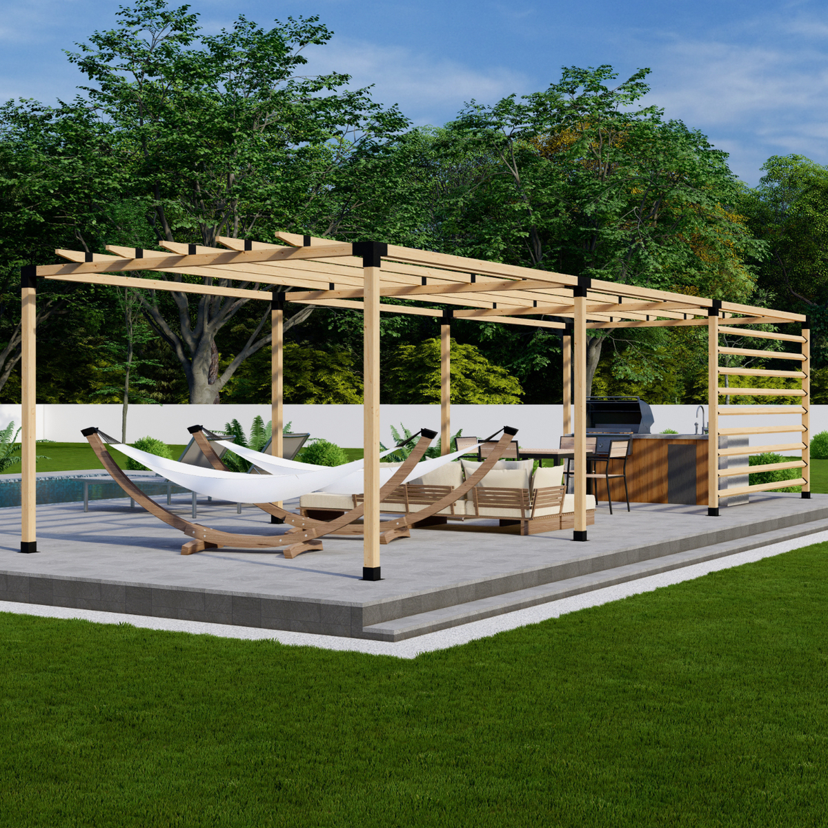 Kit DIY pour pergola de jardin arrière avec toit