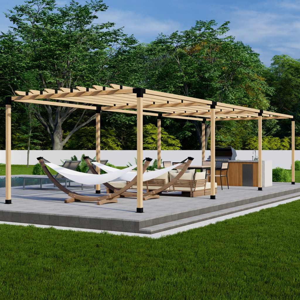 Kit de supports pour pergola extérieure en bois avec toit