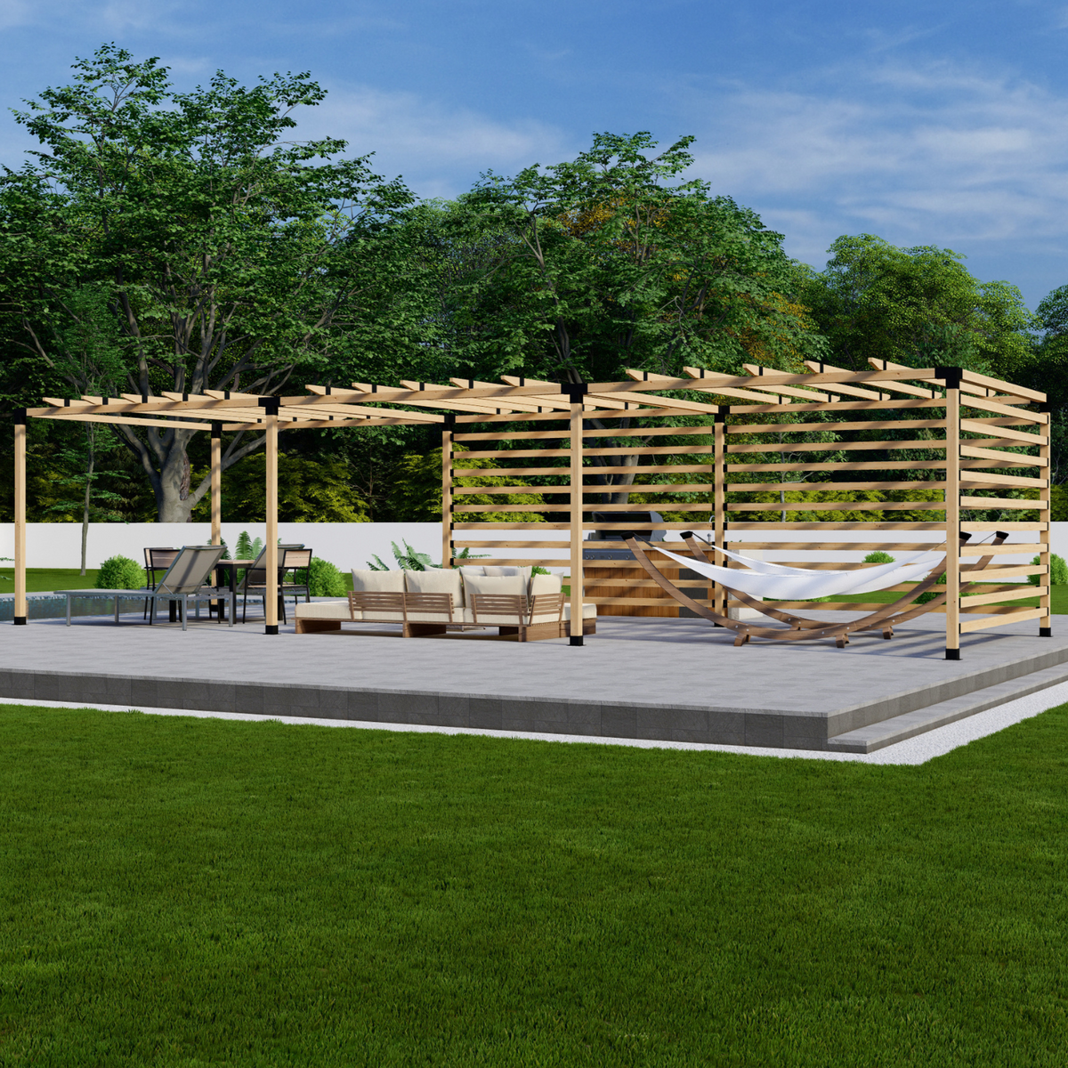 Kit DIY pour construire une pergola au-dessus de pavés ou de béton