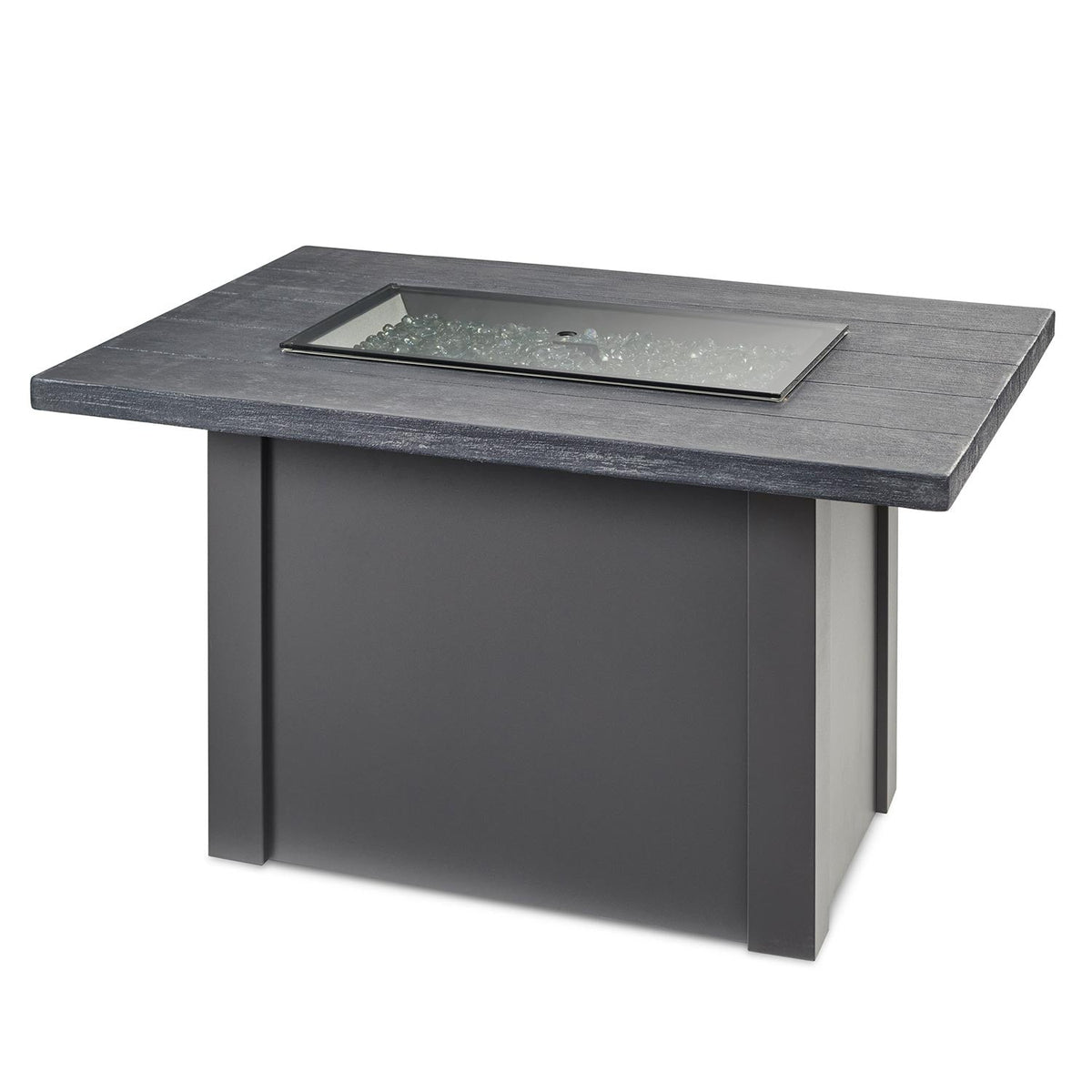 Havenwood – Table brasero rectangulaire à gaz avec plateau Stone Grey, base Grey Steel et pare-feu en verre – HVGG-1224-K/GG-1224