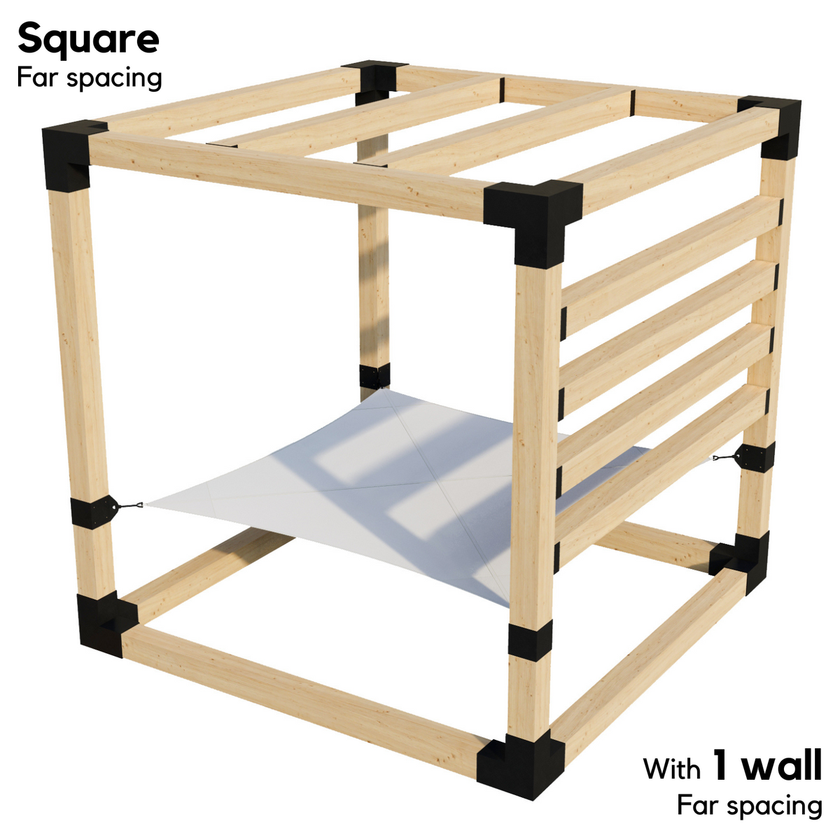 Kit de pergola avec hamac 2 places et chevrons de toit 6x6 (pour poteaux en bois 6x6)