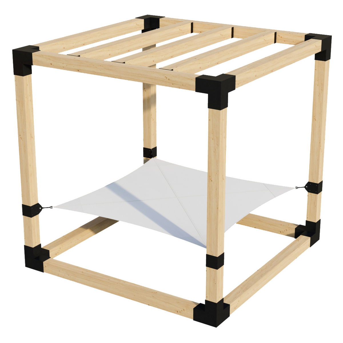 Kit de pergola avec hamac 2 places et chevrons de toit 6x6 (pour poteaux en bois 6x6)