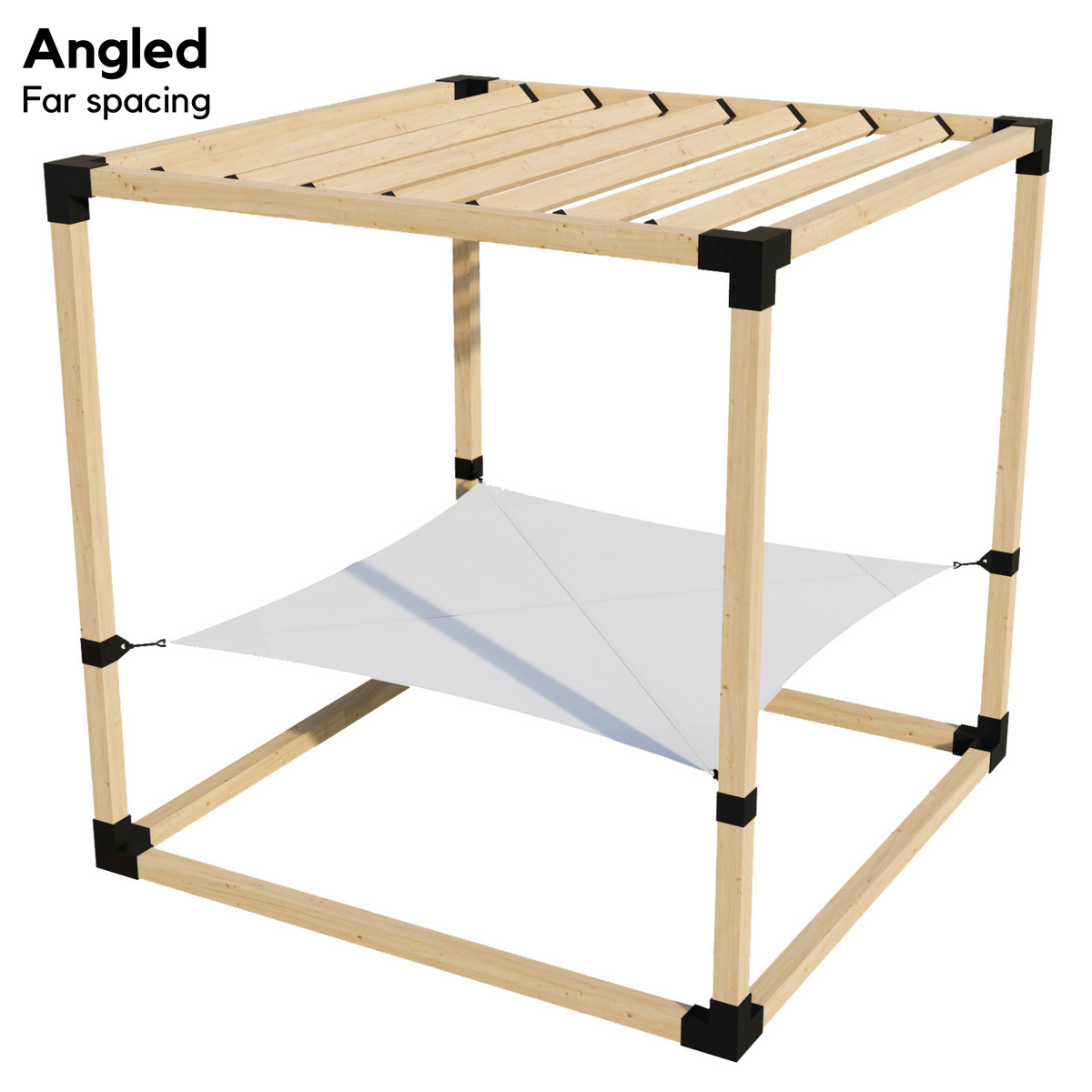 Kit de pergola avec hamac 2 places et lattes de toit inclinées (pour poteaux en bois 4x4)