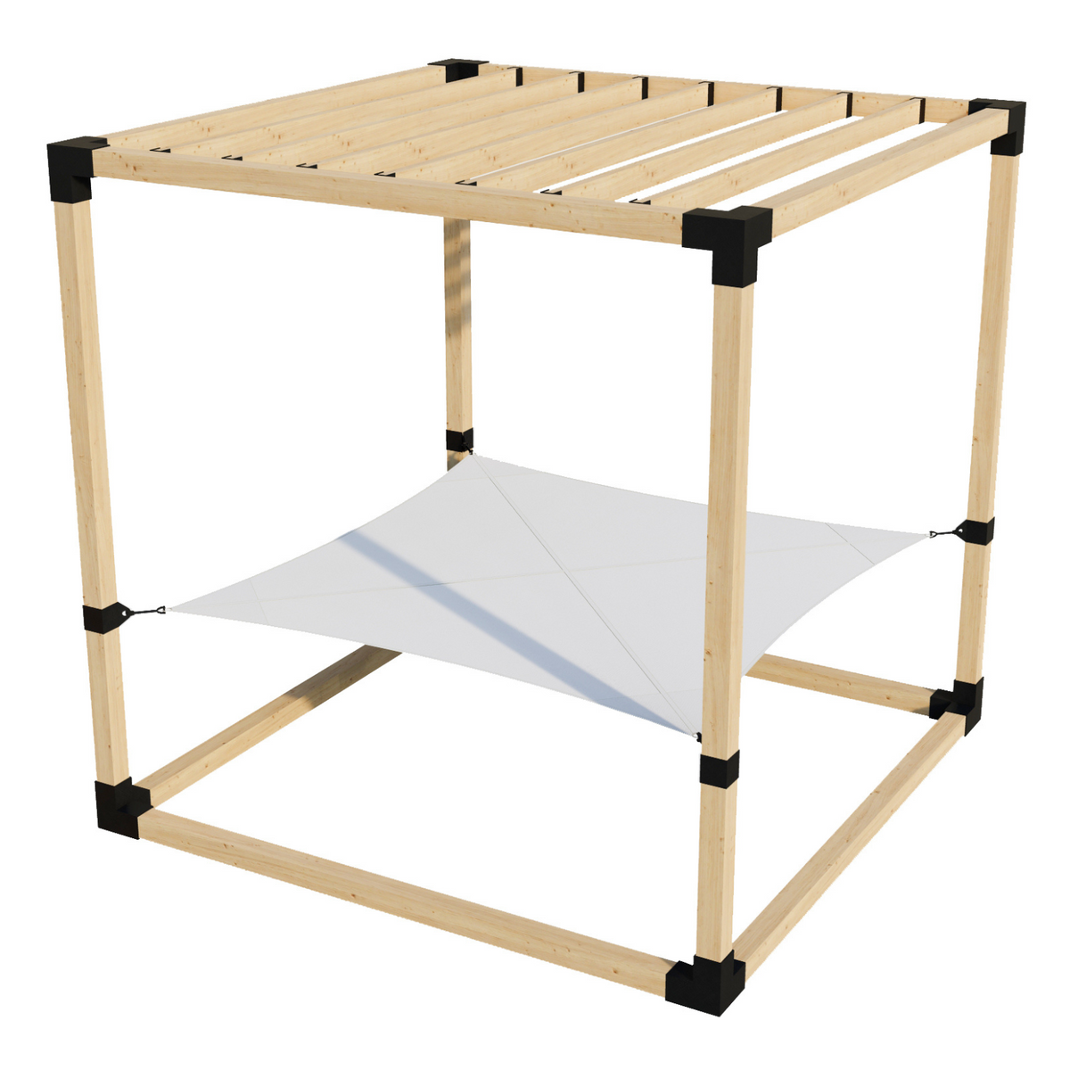 Kit de pergola avec hamac 2 places et chevrons de toit en ligne (pour poteaux en bois 4x4)
