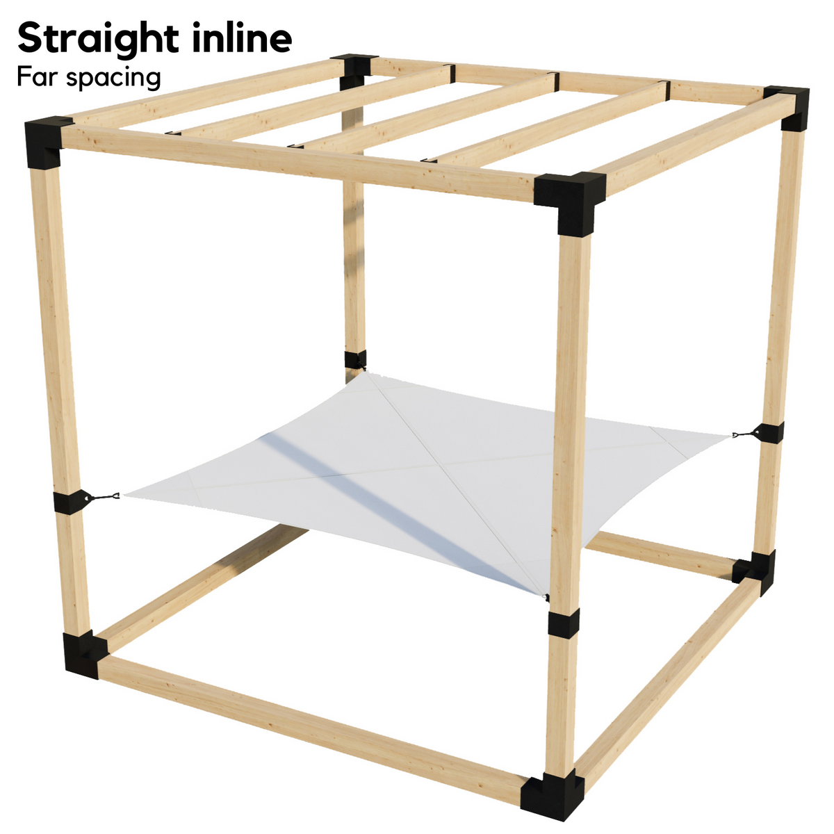 Kit de pergola avec hamac 2 places et chevrons de toit en ligne (pour poteaux en bois 4x4)
