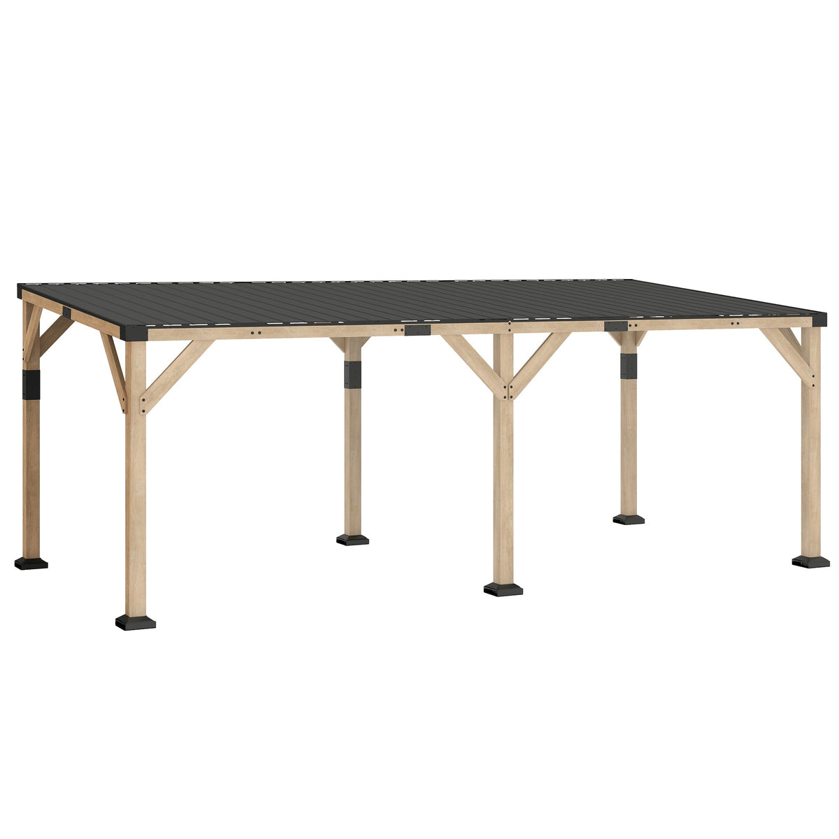PerArbor 10' x 20' – Pavillon adossé en bois avec toit incliné en acier galvanisé, Light Walnut