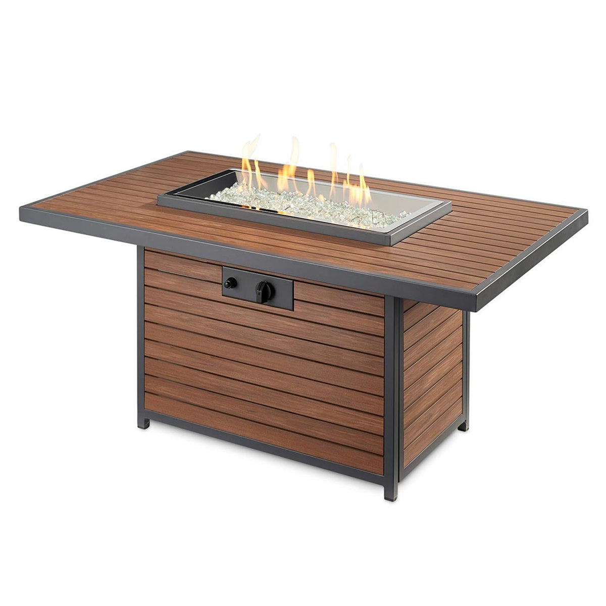 Kenwood – Table brasero rectangulaire hauteur conversation avec pare-feu en verre – KW-1224-K/GG-1224