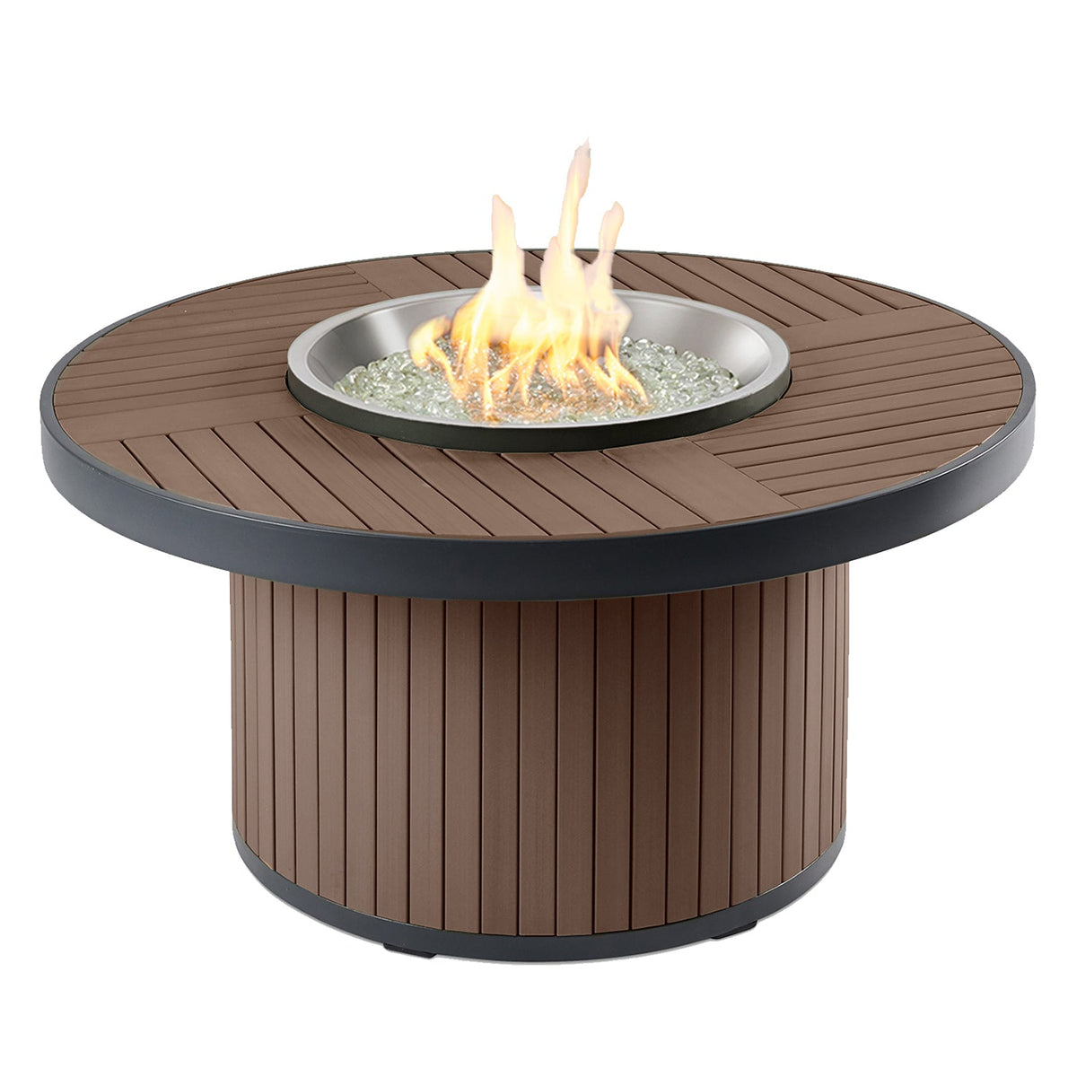 Kenwood – Table brasero ronde hauteur conversation avec pare-feu en verre – KW-20-19-K/GG-20R