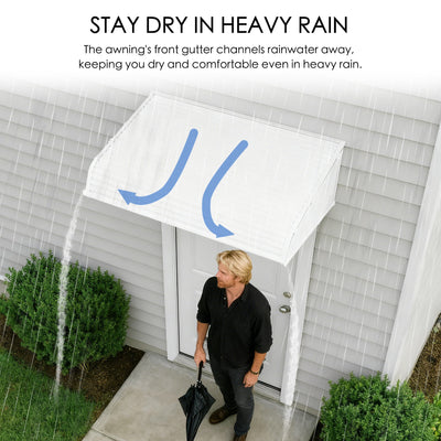 Kozyard Door/Window Awnings withwith 2 Side Wings, Aluminium Renforcé Frame avec Impact-Resistant PVC Panels, Shade Angle Set During Installation, Rain, Snow & UV Protection Door Canopy - Kozyard LLC.